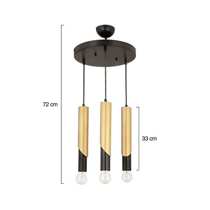 Apliqa Vegamu 3lü Yuvarlak Eskitme Modern Koridor Mutfak Salon Retro Avize