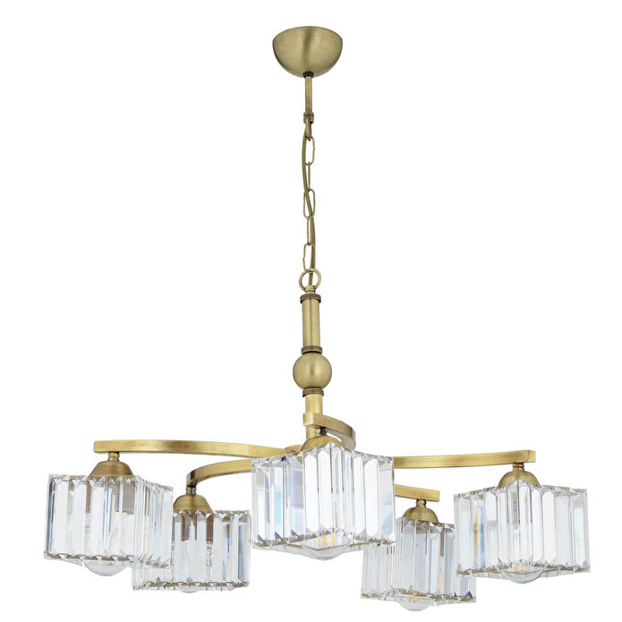 Apliqa Rima 5 Kollu Eskitme Kristalli Taşlı Modern Tasarım Salon-yatak Odası Kristal Salon Avize