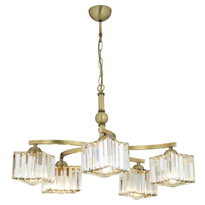 Apliqa Rima 5 Kollu Eskitme Kristalli Taşlı Modern Tasarım Salon-yatak Odası Kristal Salon Avize