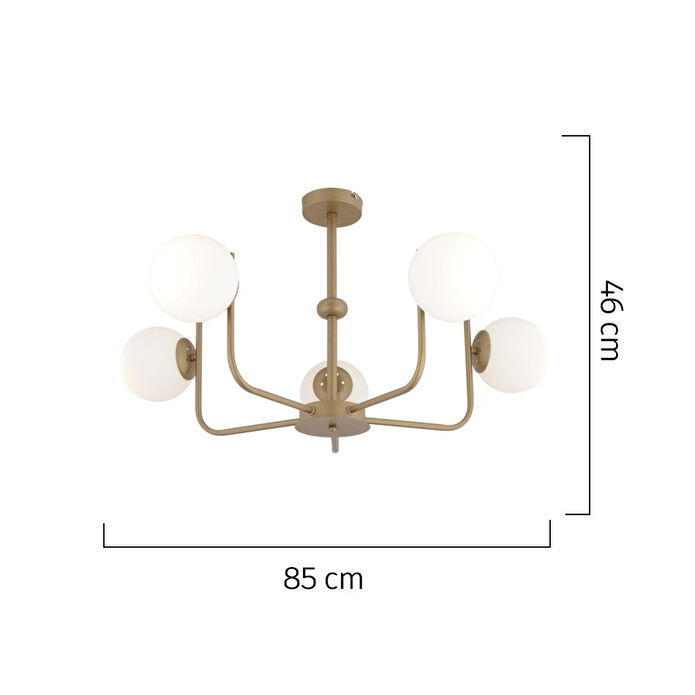 Apliqa Lowel 5'li Eskitme Beyaz Camlı Modern Koridor Yatak Odası Salon Avize