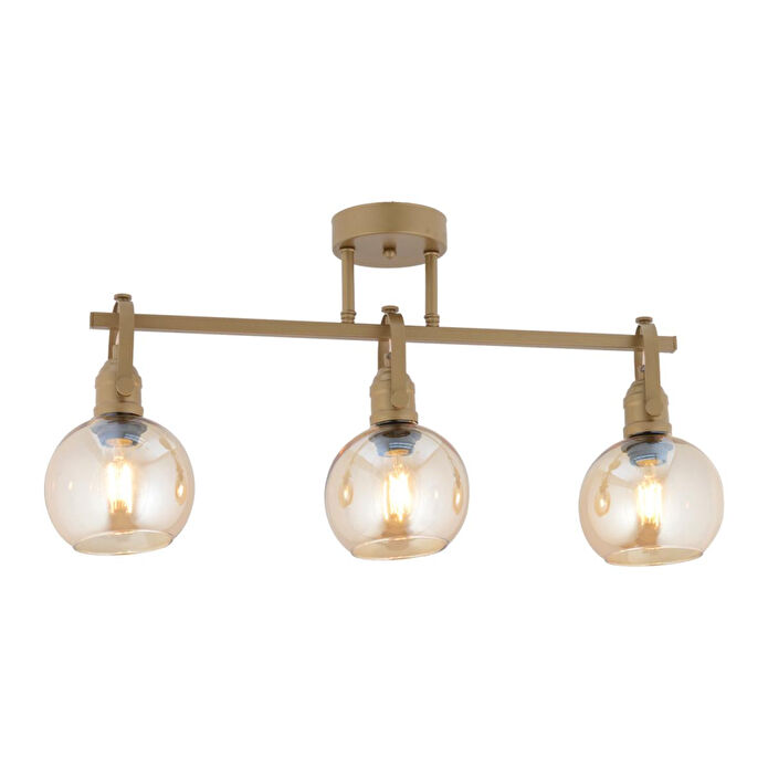 Apliqa Cherish 3'lü Sıralı Eskitme Bal Camlı Modern Oturma Odası Salon Avize