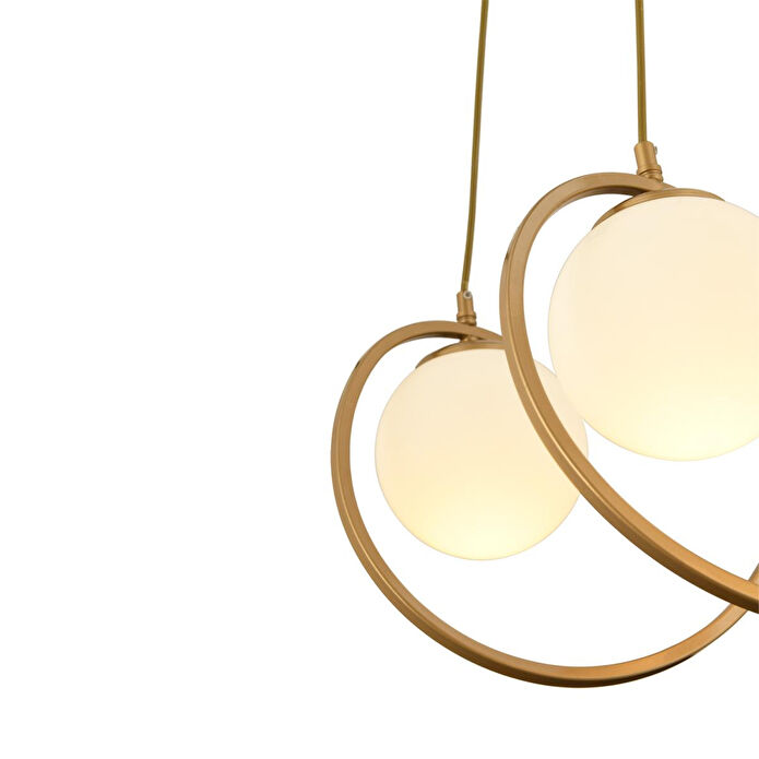 Apliqa Jarry 3lü Beyaz Camlı Eskitme Boyalı Modern Tasarım Yemek Masası Üstü Salon Avize