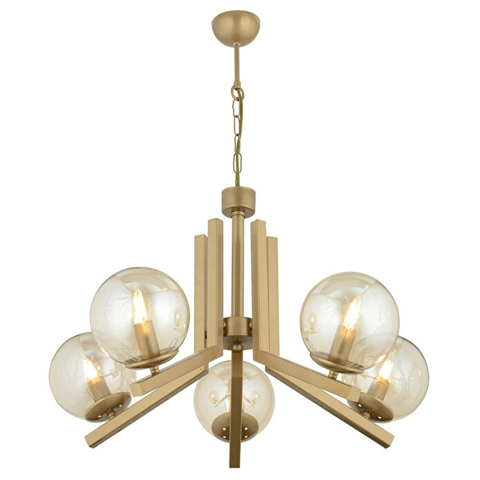 Apliqa Mikel 5 Lü Komple Eskitme Boyalı Bal Camlı Modern Retro Sarkıt Yatak Odası Salon Avize