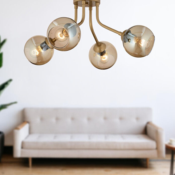 Apliqa David 4lü Eskitme Bal Camlı Modern Genç Odası Mutfaksalon Avize