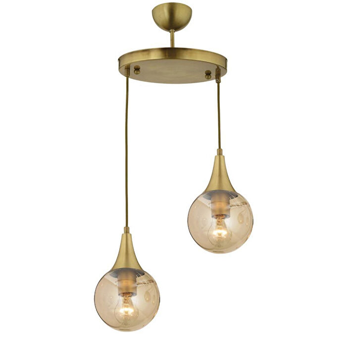 Apliqa Damla 2li Yuvarlak Bal Camlı Eskitme Modern Sarkıt, Mutfakyatak Odası Salon Sarkıt Avize