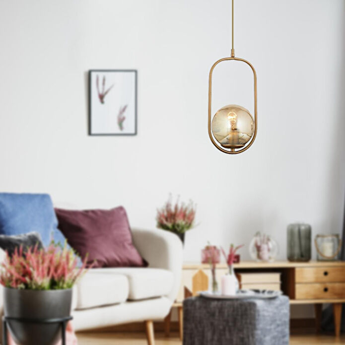 Apliqa Lorin Tekli Eskitme Bal Camlı Modern Sarkıt Mutfak Salon Sarkıt Avize