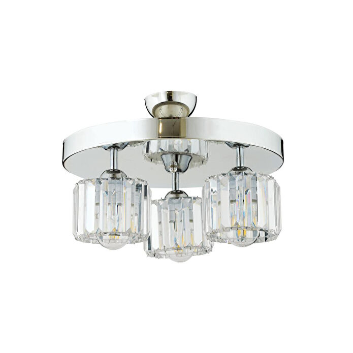 Apliqa Sabrina 3 Lü Yuvarlak Krom Kaplama Plafonyer Kristalli Taşlı Modern Tasarım Kristal Salon Avize