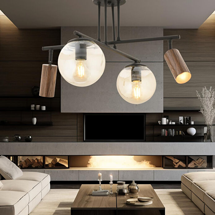 Apliqa Perla Siyah 4lü Plafonyer Modern Retro Tasarım Spot Avize