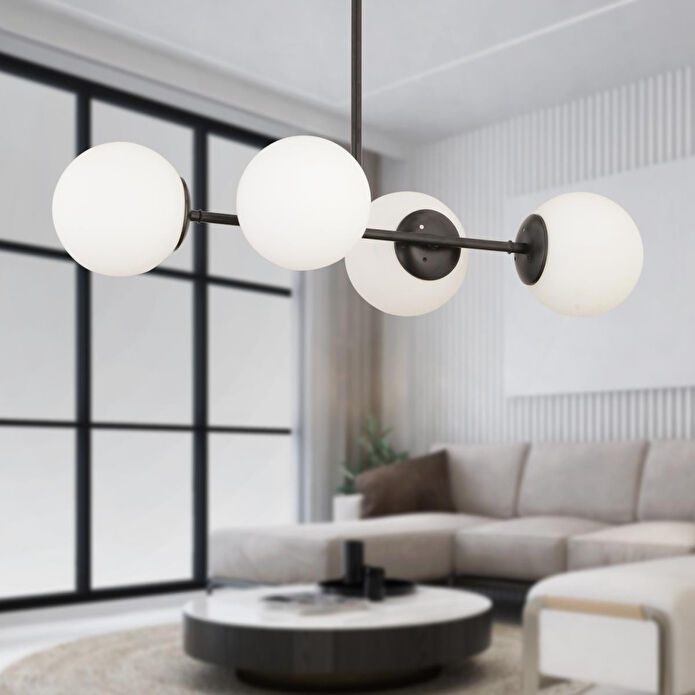 Apliqa Lema 4lü Siyah Modern Yemek Masası Üstü Yatak Odası Salon Avize