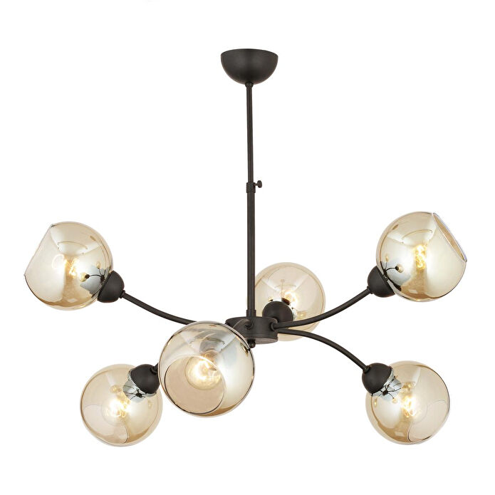 Apliqa Ecvet 6lı Siyah Modern Oturma Odası Yatak Odası Retro Salon Avize