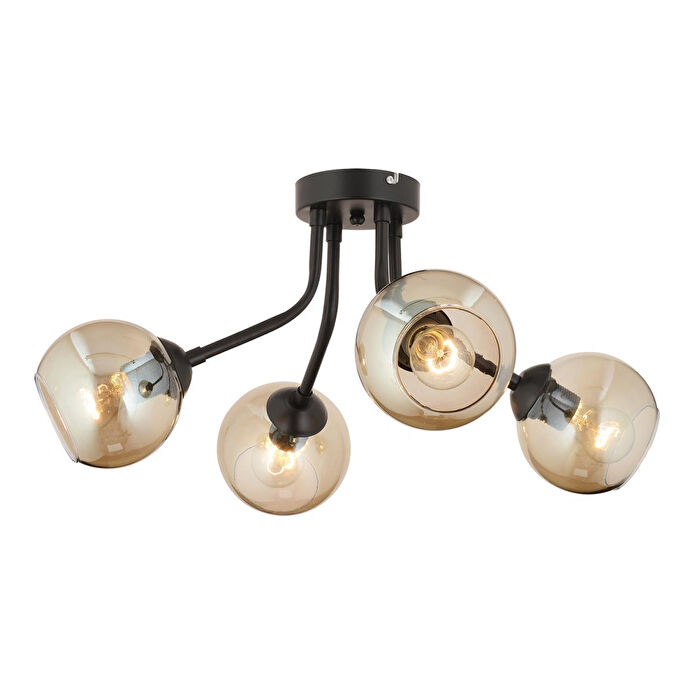 Apliqa David 4lü Siyah Bal Camlı Modern Genç Odası Mutfak Retro Salon Avize