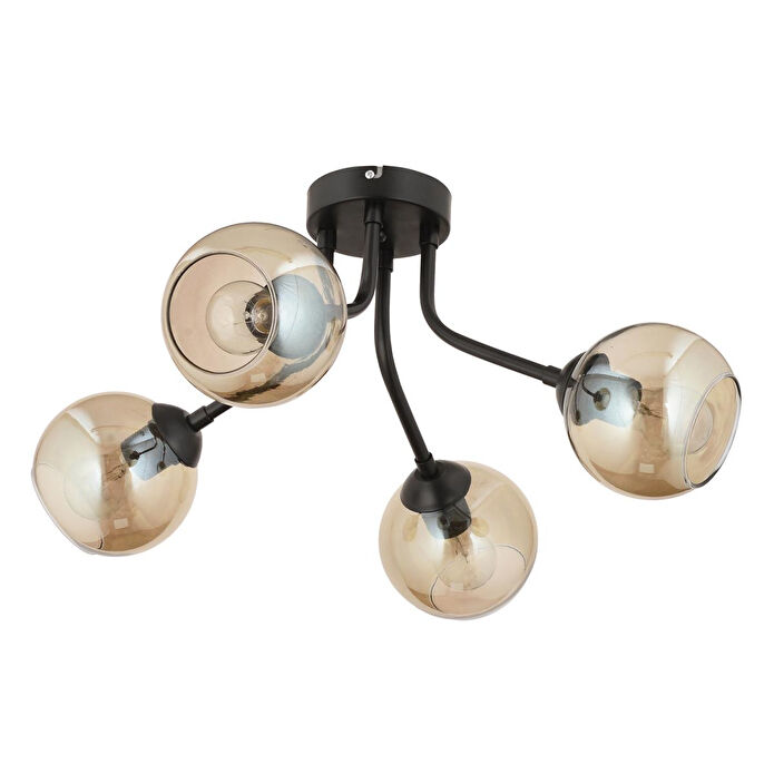 Apliqa David 4lü Siyah Bal Camlı Modern Genç Odası Mutfak Retro Salon Avize