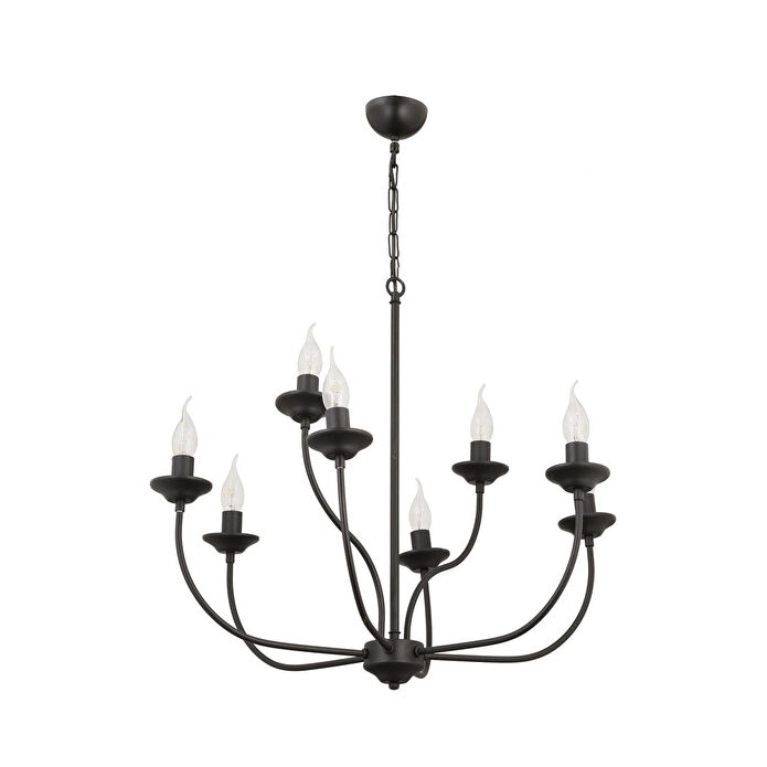 Apliqa Ariane 8li Siyah Modern Yatak Odası Retro Büyük Salon Avize