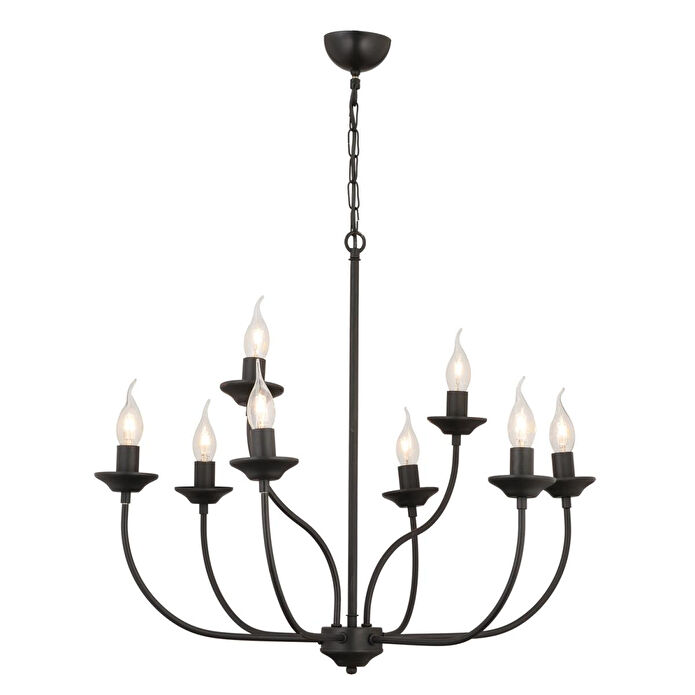 Apliqa Ariane 8li Siyah Modern Yatak Odası Retro Büyük Salon Avize