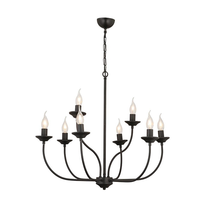 Apliqa Ariane 8li Siyah Modern Yatak Odası Retro Büyük Salon Avize