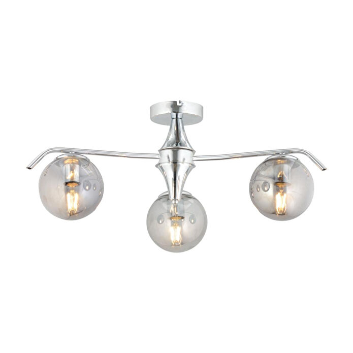 Apliqa Diaspor 3li Yuvarlak Krom Füme Camlı Modern Sarkıt Genç Odası Yatak Odası Retro Salon Avize