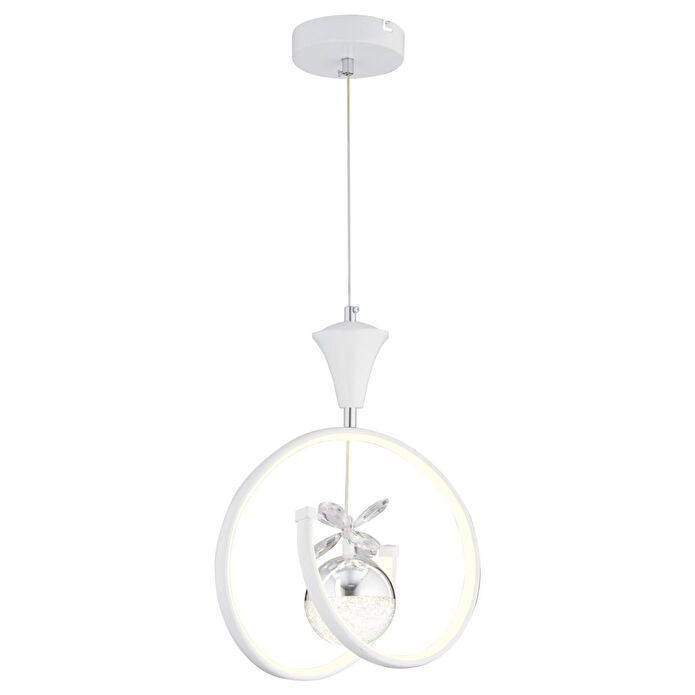 Apliqa Mengü Tekli Beyaz Krom 3 Renkli 36 Watt Ledli Modern Oturma Odası, Koridor, Salon Led Avize