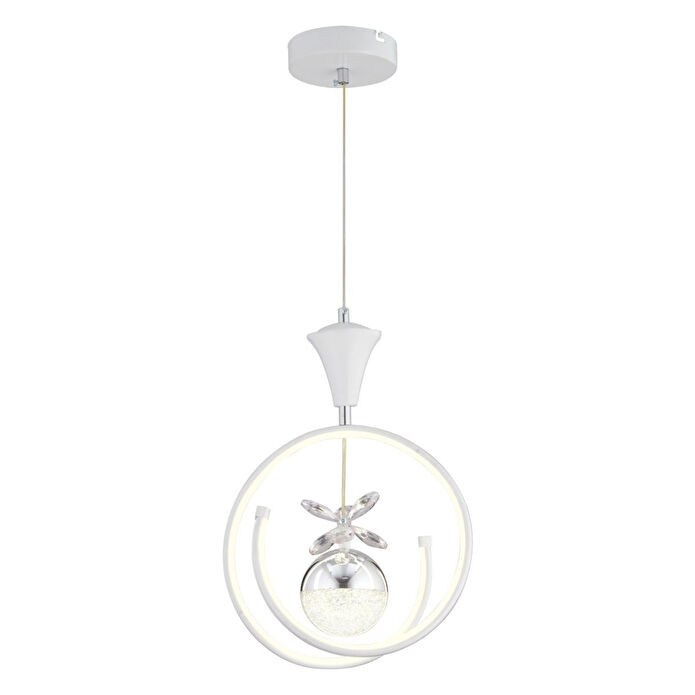 Apliqa Mengü Tekli Beyaz Krom 3 Renkli 36 Watt Ledli Modern Oturma Odası, Koridor, Salon Led Avize