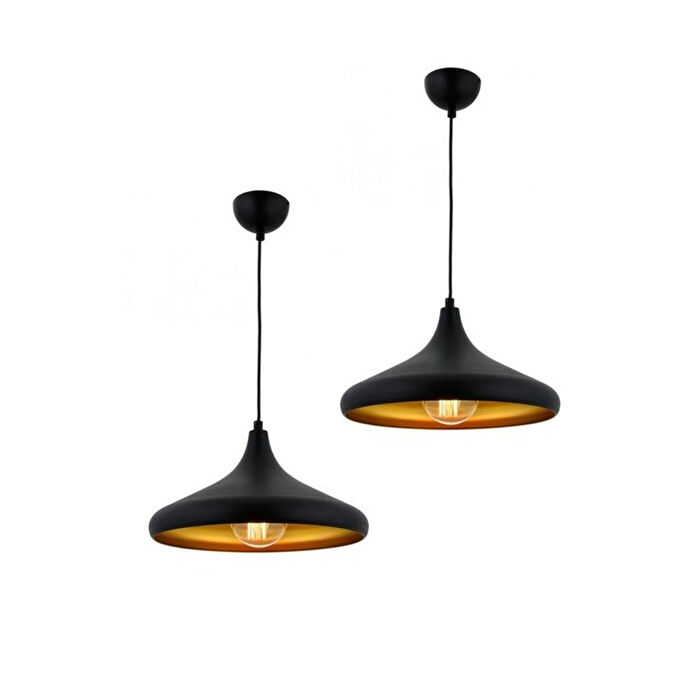 Apliqa Pera Siyah 2li Modern Retro Sarkıt Mutfak Salon Avize-sarkıt Seti