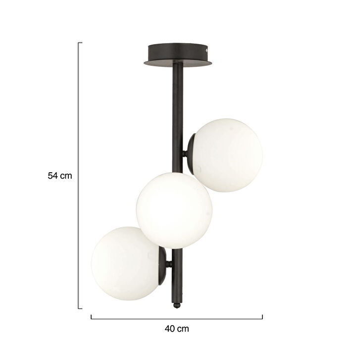 Apliqa Uzel 3lü Siyah Modern Mutfak Yatak Odası Retro Salon Avize