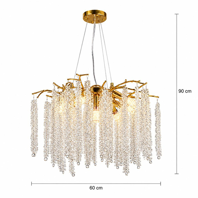 Apliqa Dina Serip Gold Kaplamalı Modern Tasarım Salon Kristal Sarkıt Avize