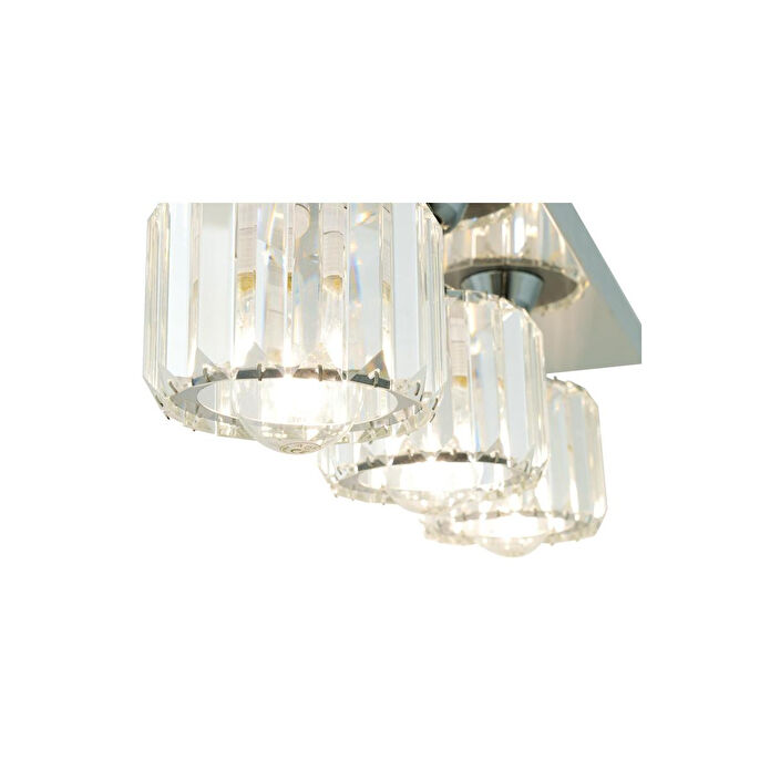 Apliqa Sabrina 3 Lü Sıralı Krom Kaplama Plafonyer Kristalli Taşlı Modern Tasarım Kristal Salon Avize