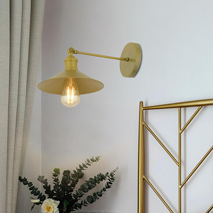 Apliqa Yekta Gold Duvar Lambası Yatak Odası-yatak Başı-banyo İçin Modern Aplik