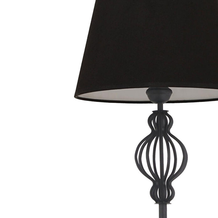 Apliqa Helezon Siyah Şapkalı Siyah Modern Tasarım Ayaklı Abajur Lamba Metal Lambader