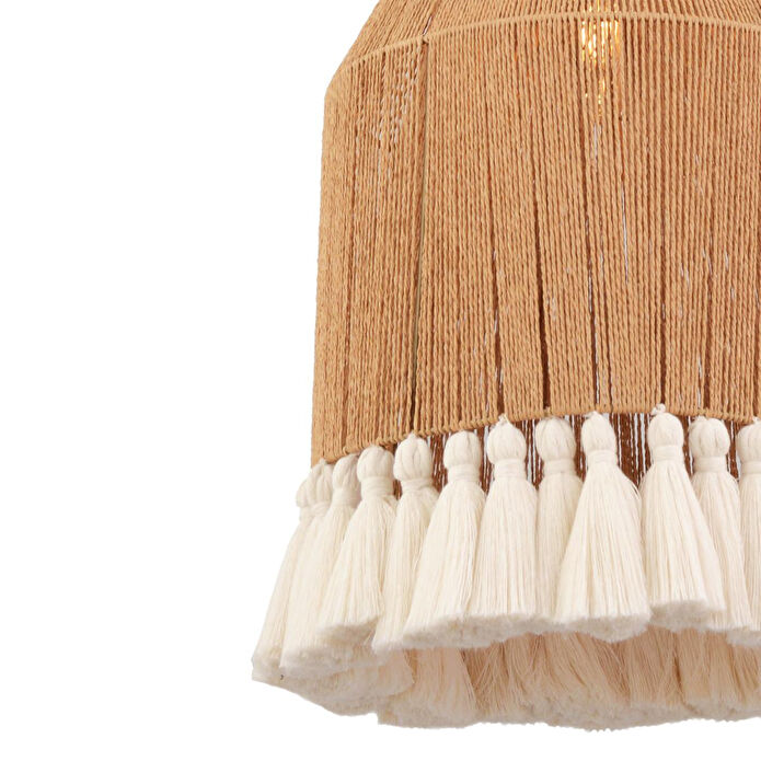 Apliqa Macaron Tekli Hasır Makrome Desenli Bohem Tarzı Yatak Odası, Çocuk Odası, Koridor, Salon Sarkıt Avize