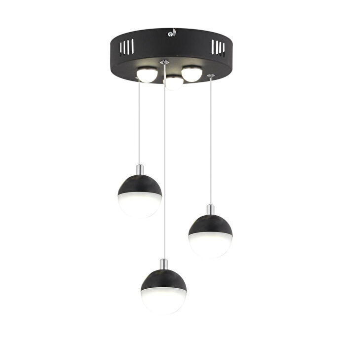Apliqa Ekin 3'lü Yuvarlak 30 Watt Siyah Ledli Kelebek Detaylı Modern Koridor, Yatak Odası Salon Sarkıt Led Avize