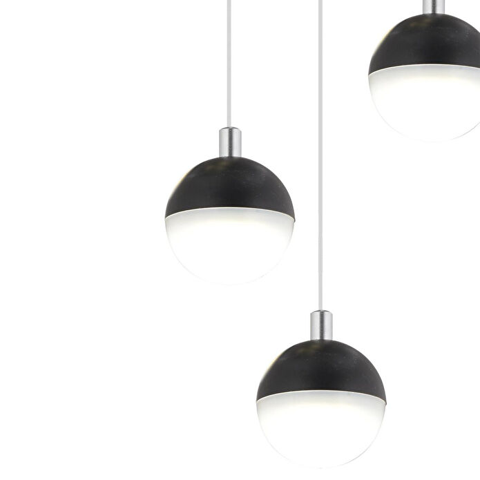 Apliqa Ekin 3'lü Yuvarlak 30 Watt Siyah Ledli Kelebek Detaylı Modern Koridor, Yatak Odası Salon Sarkıt Led Avize