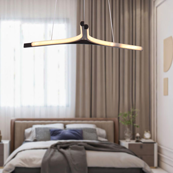 Apliqa Simon Mat Siyah Boyalı 30 Watt Led 300k Salon Oturma Odası Genç Odası Ledli Avize