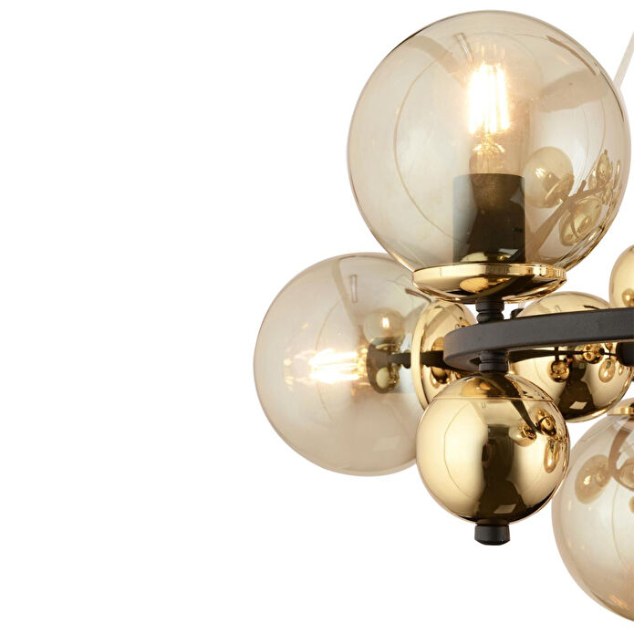 Apliqa Lorento 12li Dikdörtgen Gold Modern Cafe,restoran Için Uygun Retro Salon Avize