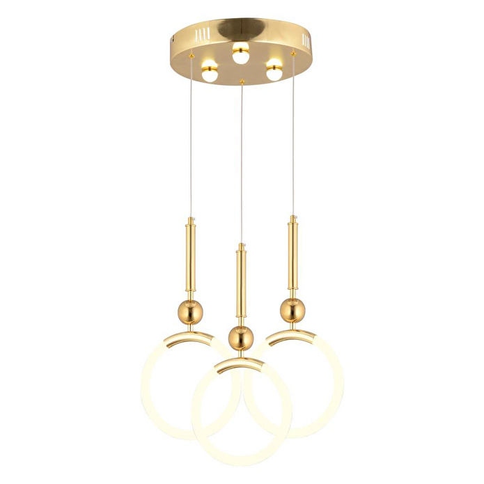 Apliqa Struer 3'lü Yuvarlak Gold Ledli 69 Watt Modern Koridor, Yatak Odası Salon Sarkıt Led Avize