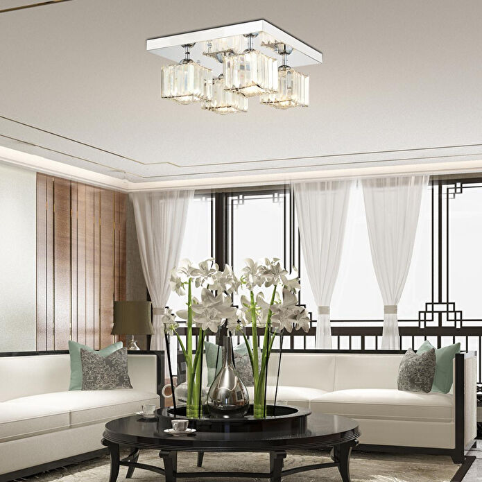 Apliqa Ri̇vi̇a 4 Lü Krom Kaplama Plafonyer Taşli Salon Avi̇ze