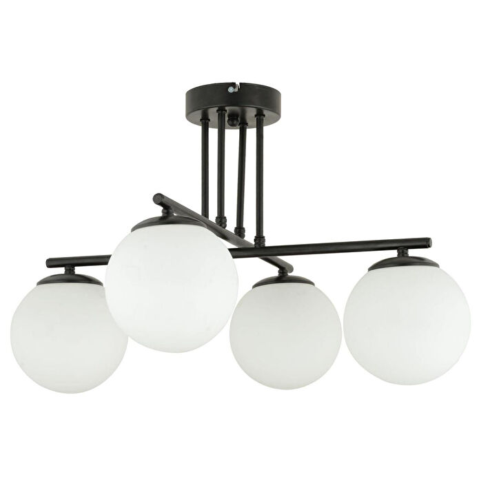 Apliqa Mali 4 Lü Siyah Avize Beyaz Camlı Modern Genç Odası Mutfak Yatak Odası Retro Salon Avize