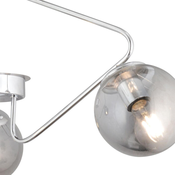 Apliqa Mildred 3'lü Krom Füme Camlı Modern Sarkıt Genç Odası Mutfak Yatak Odası Salon Sarkıt Avize