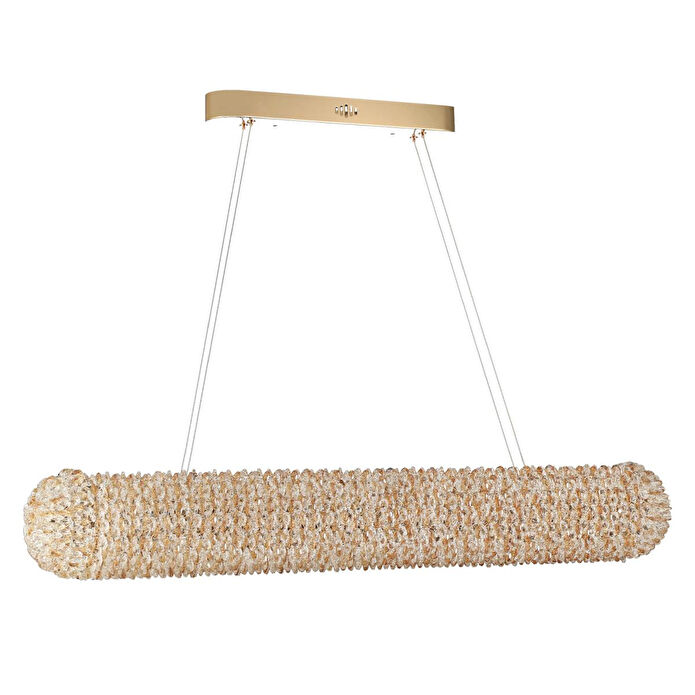 Apliqa Leman Sıralı Gold 40 Watt Kristal Taşlı Salon Sarkıt Avize