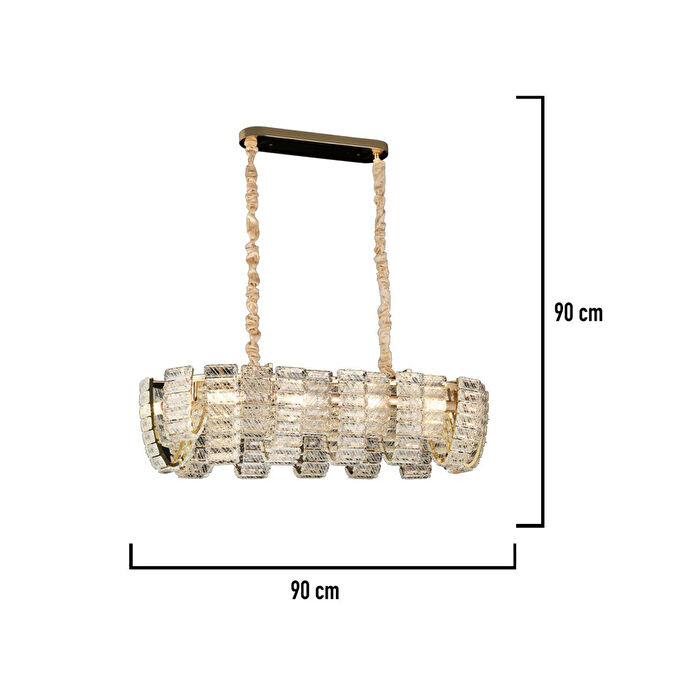 Apliqa Loya Sıralı Kristal Taşlı Oturma Odası, Salon Sarkıt Avize