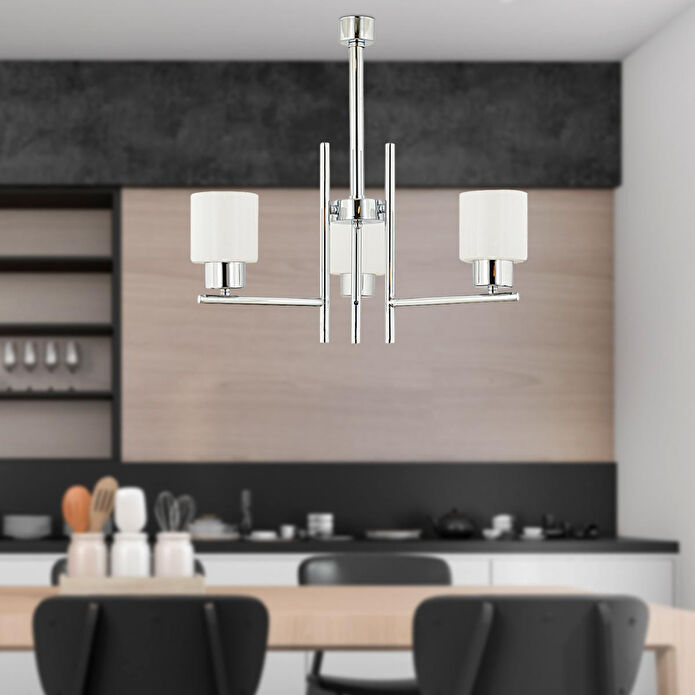 Apliqa Odesa 3 Lü Krom Kaplama Modern Yatak Odası Mutfak Salon Avize