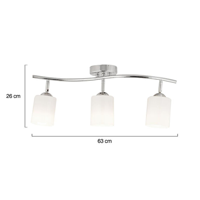 Apliqa Riley 3lü Krom Spot Bardak Camlı Modern Koridor Mutfak Salon Plafonyer Avize
