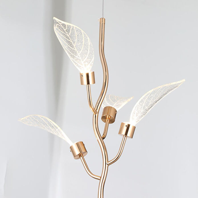 Apliqa Liria Gold Yaprak Desenli Sarkıt Led Avize