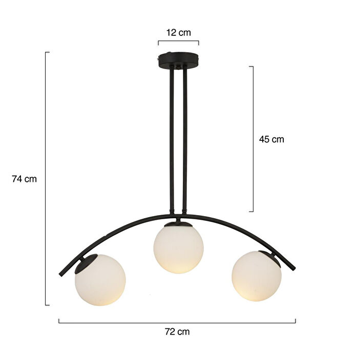 Apliqa Fralde 3lü Siyah Modern Mutfak Cafe Restoran Için Uygun Retro Salon Avize