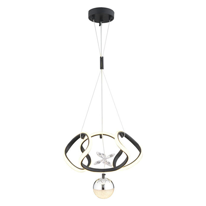 Apliqa Pelin Tekli Siyah Krom 3 Renkli 39 Watt Ledli Modern Oturma Odası, Koridor, Salon Led Avize