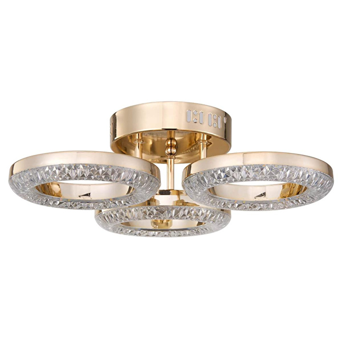 Apliqa Oylum 3'lü Gold 24 Watt Kristalli Koridor Salon Led Plafonyer Avize