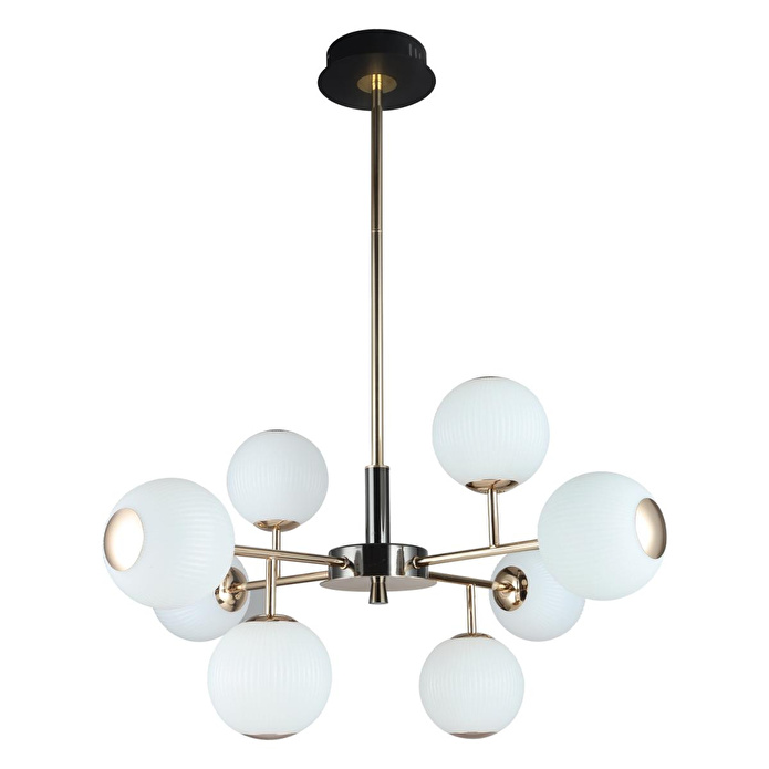 Apliqa Sofia 8'li Siyah Gold 80 Watt Yuvarlak Modern Oturma Odası, Salon Avize