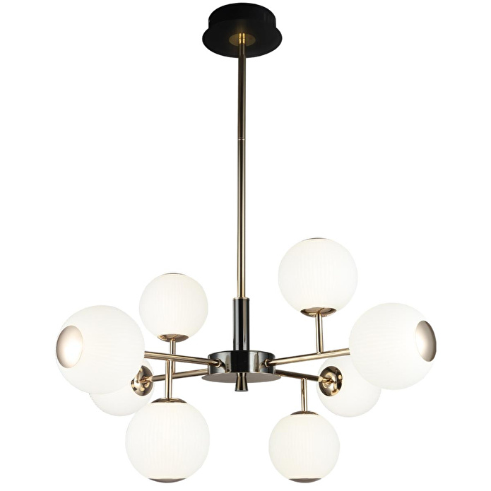 Apliqa Sofia 8'li Siyah Gold 80 Watt Yuvarlak Modern Oturma Odası, Salon Avize