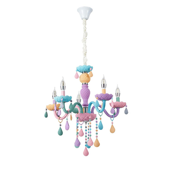 Apliqa Kona 5'li Cam Kollu Çok Renkli Çocuk Odası Salon Avize