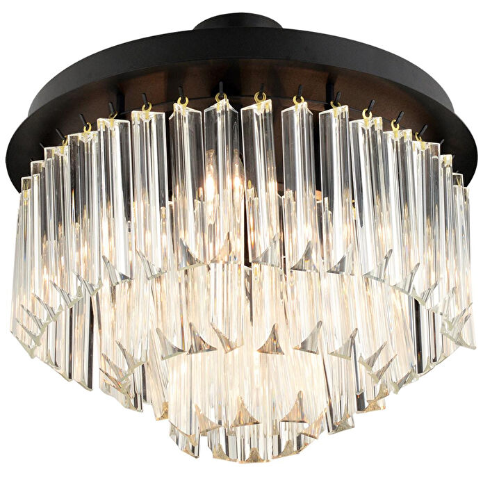 Apliqa Nilay Siyah Kristalli Taşlı Modern Tasarım Kristal Salon Avize