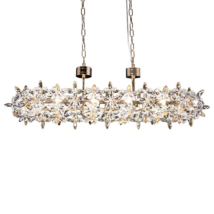 Apliqa Mercan Sıralı Gold Kristal Taşlı Modern Oturma Odası, Yemek Masası Üstü, Salon Avize